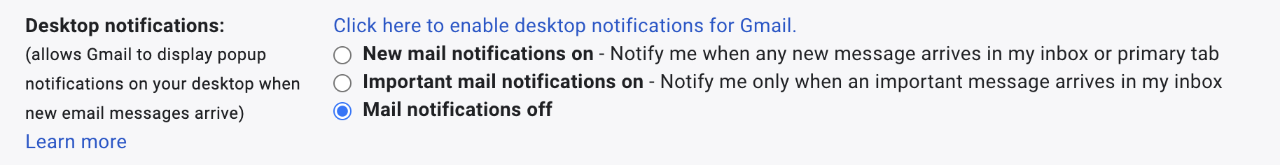Gmail desktop notifications